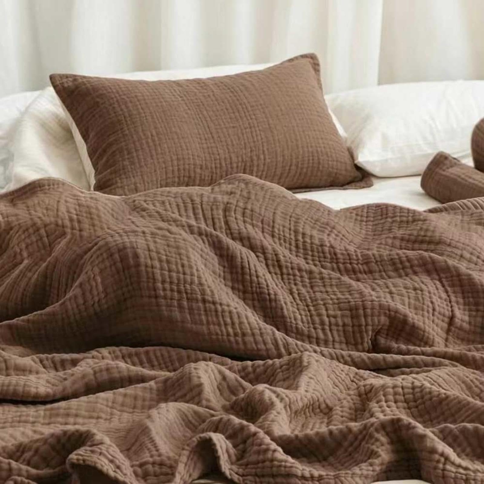 Musselin Decke Kinder 100% Baumwolle, Leichte Kuscheldecke FüR Couch,elegantbrown-230x230