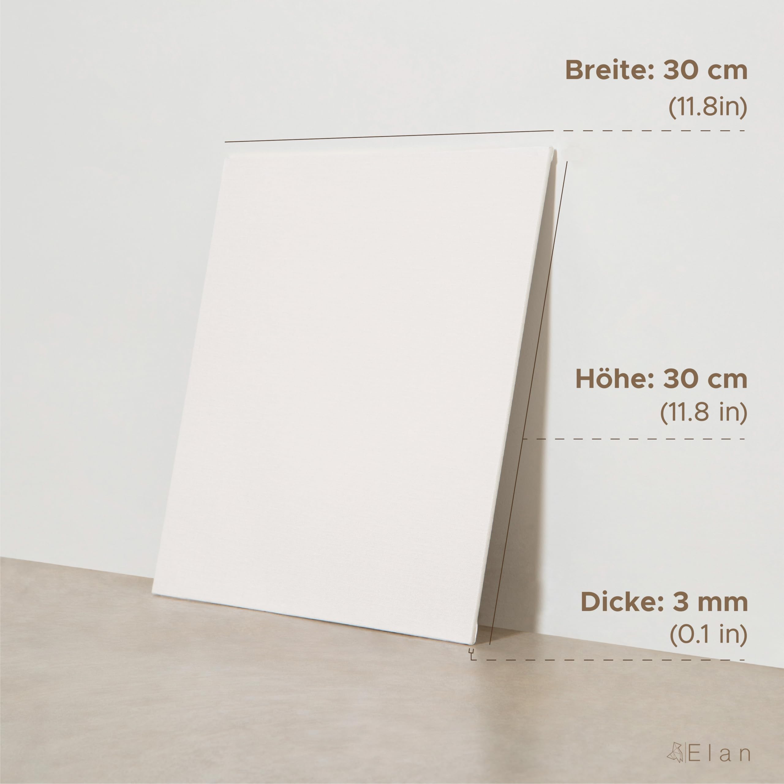 Elan Malkarton 30x30 8er Set, 100% Baumwolle Leinwand Dünn 3mm, Malpappe 30x30, Leinwand zum Bemalen, Leinwände für Acrylfarben