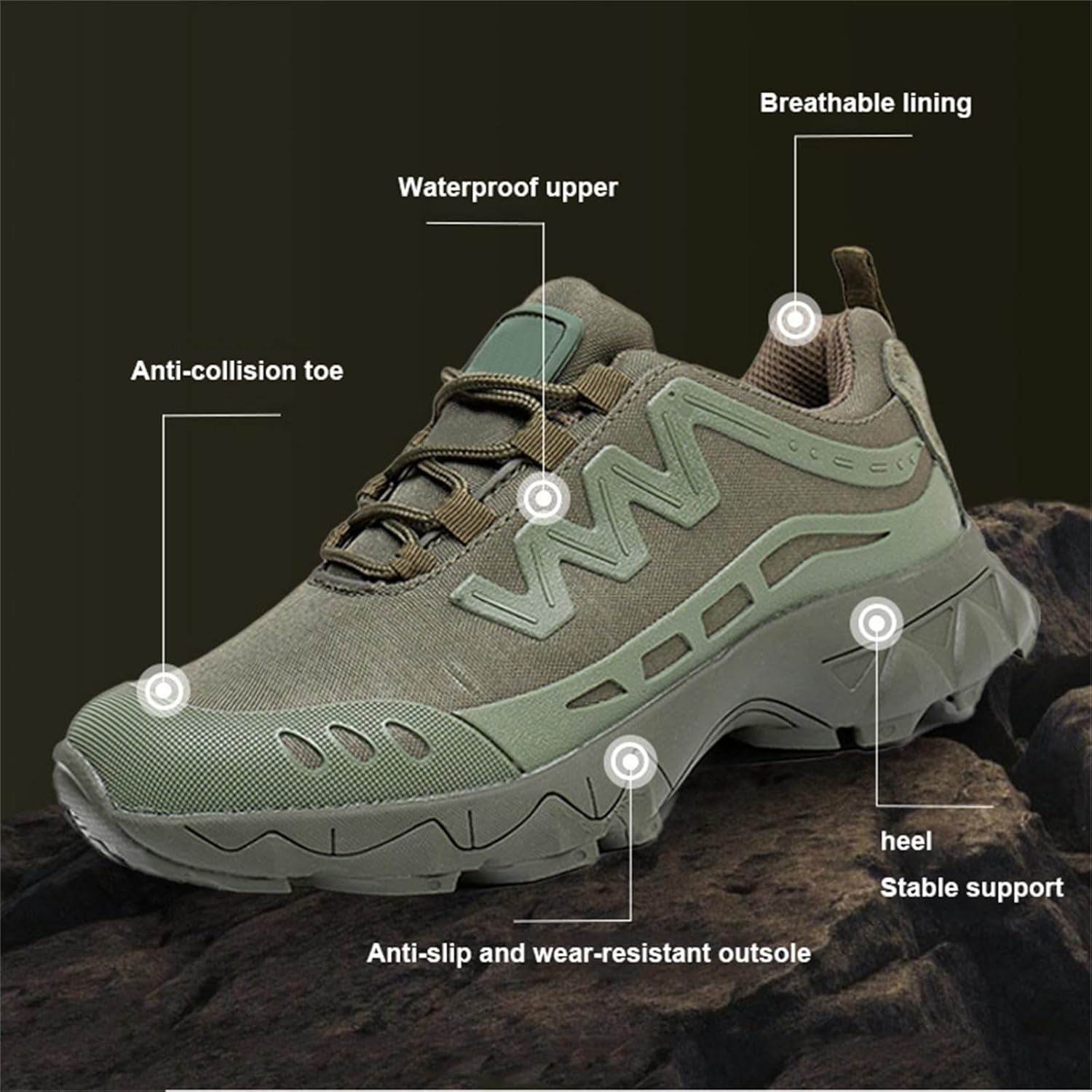 Men's Waterproof Hiking Boots,Military Tactical Boots for Men, Outdoor Lightweight Work Boots,Low Cut Training Shoes,Suit for Tactical, Military, Combat, Hunting, Motorcycle,Etc