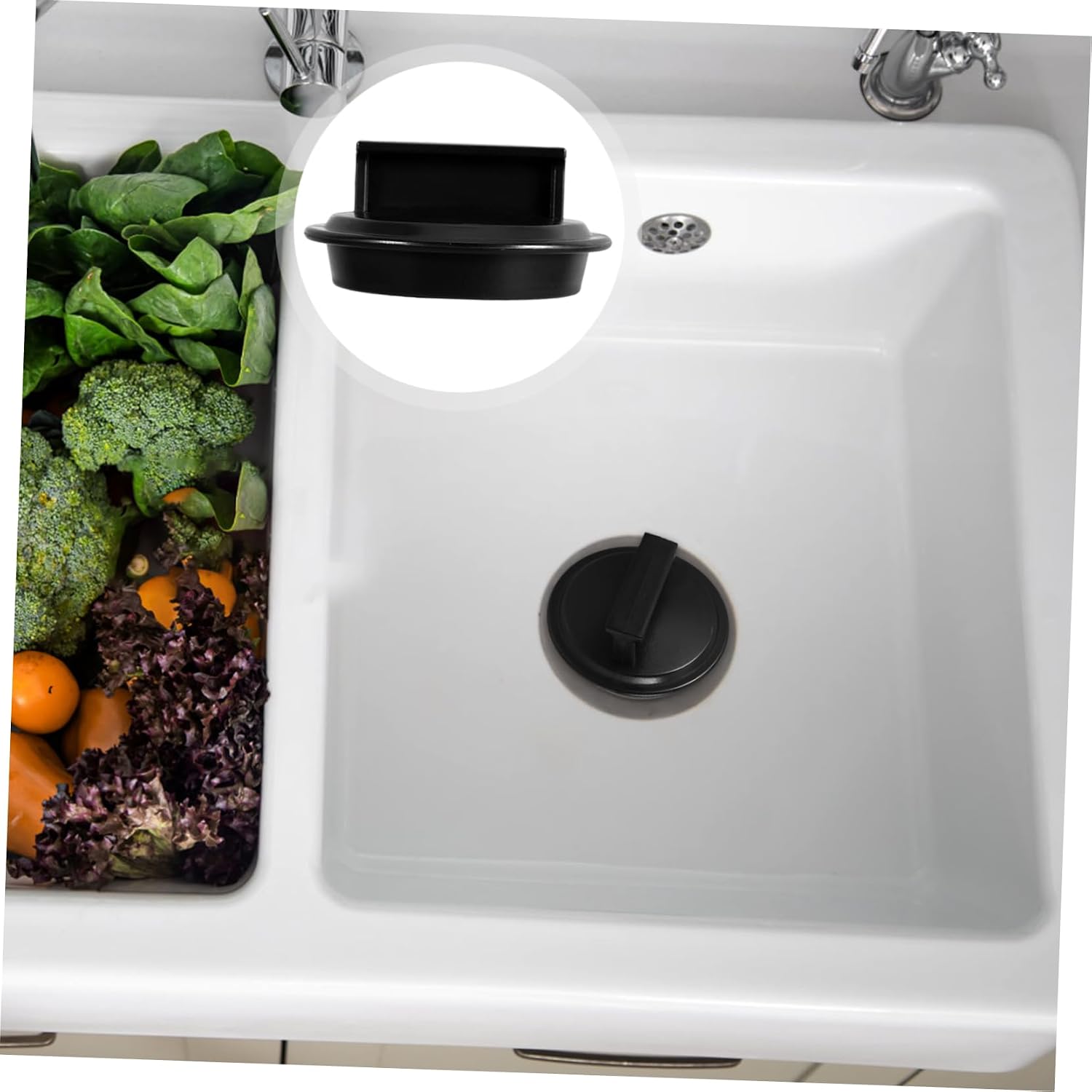 Garbage Disposal Cover Insert for Kitchen Sink, Black Plastic