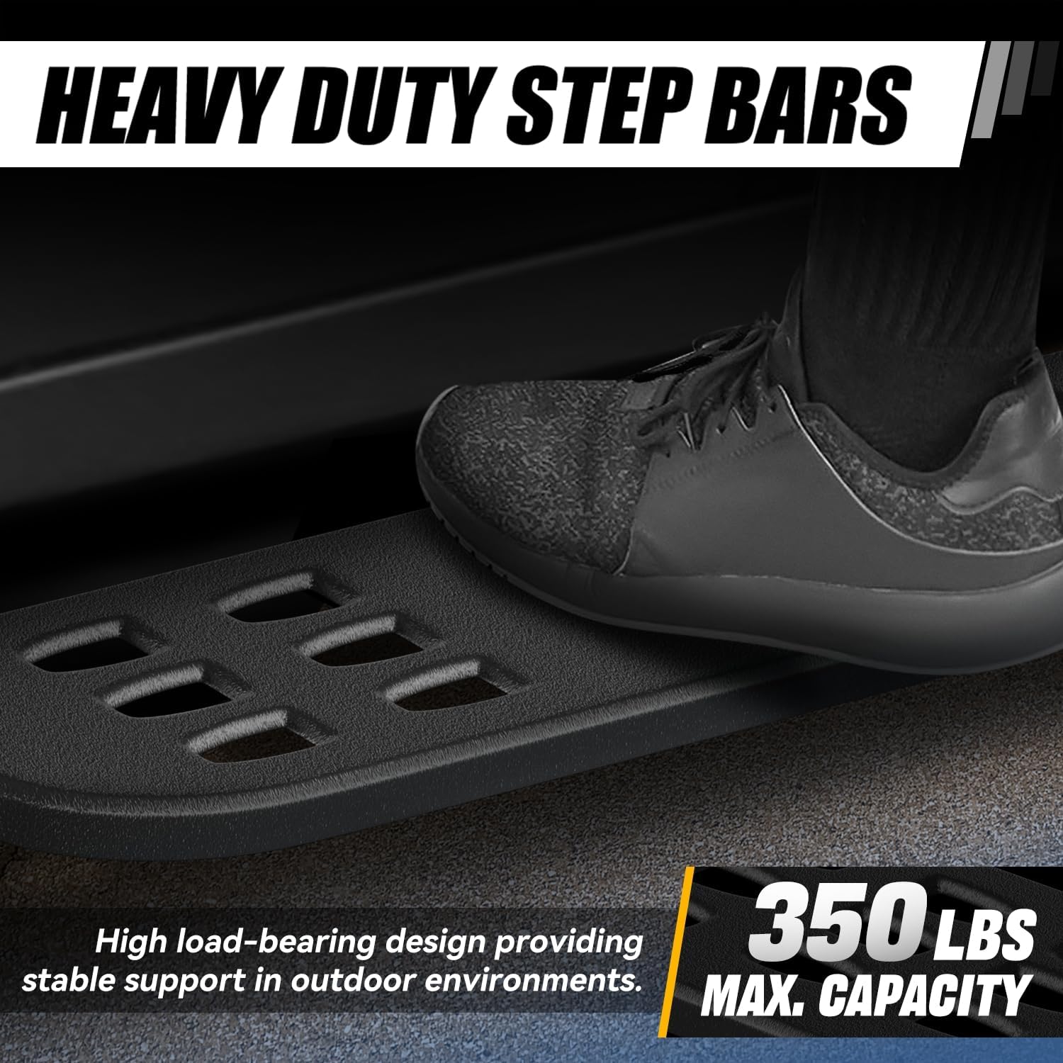 Auto Dynasty Running Boards 7 Inches Side Steps Nerf Bar for Truck Compatible with 2015-2022 Ford F150 F250 F350 Super Crew Cab, Black Powder Coated