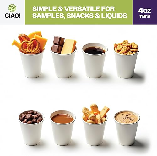 Miniatura 6 de CIAO! Vaso caliente de papel blanco de 4 onzas, desechable, 2.480 in de diámetro, 2,000 unidades