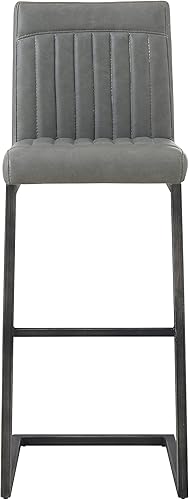 Miniatura 7 de New Pacific Direct Ronan - Barra de piel sintética, juego de 2 taburetes de bar y mostrador, gris grafito antiguo