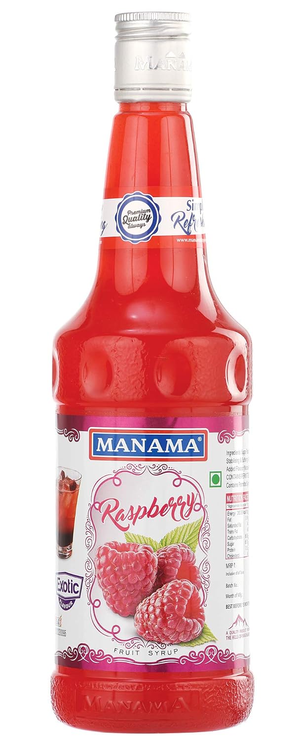 Manama Raspberry Syrup | Mixer for Mocktails, Cocktails, Drinks, Juices, Beverages | Non Alcoholic Mix 750ML Bottle