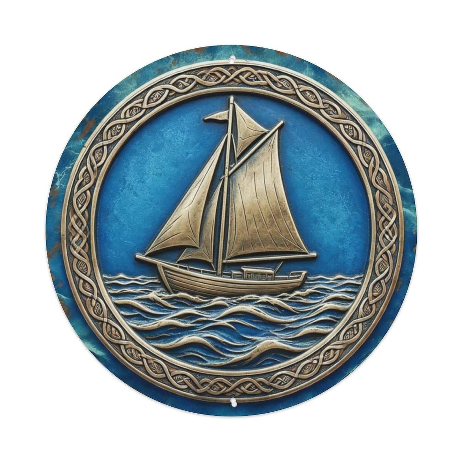 Sailboat on Waves Coastal Nautical Metal Tin Sign Plaque