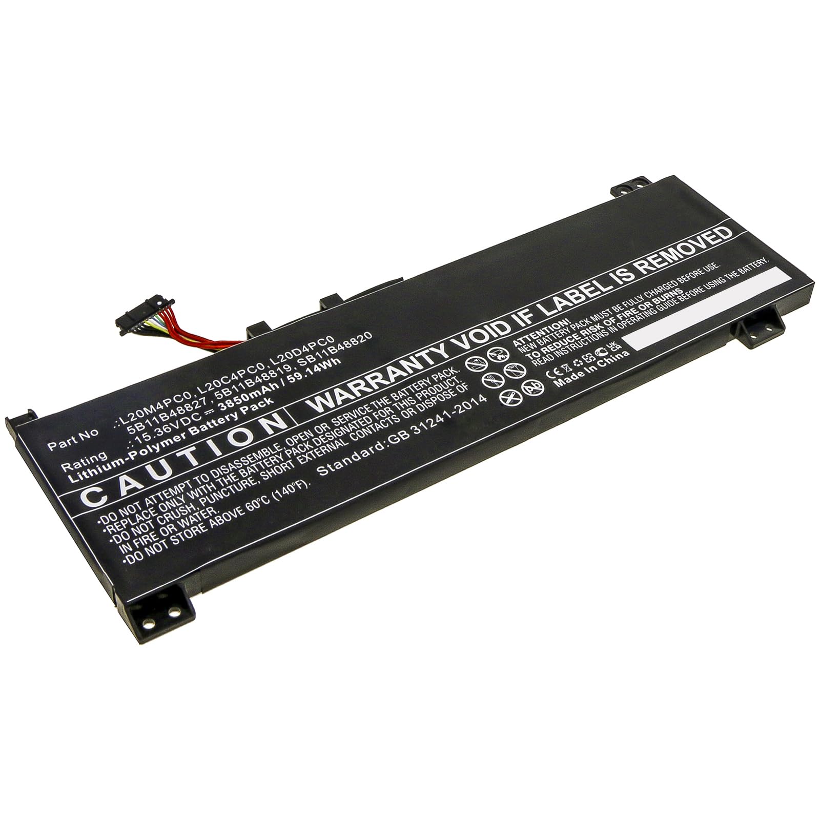 Replacement Battery for Lenov'o 5B11B48819,5B11B48827,L20C4PC0,L20D4PC0,L20M4PC0,SB11B48820,3850mAh,15.36V