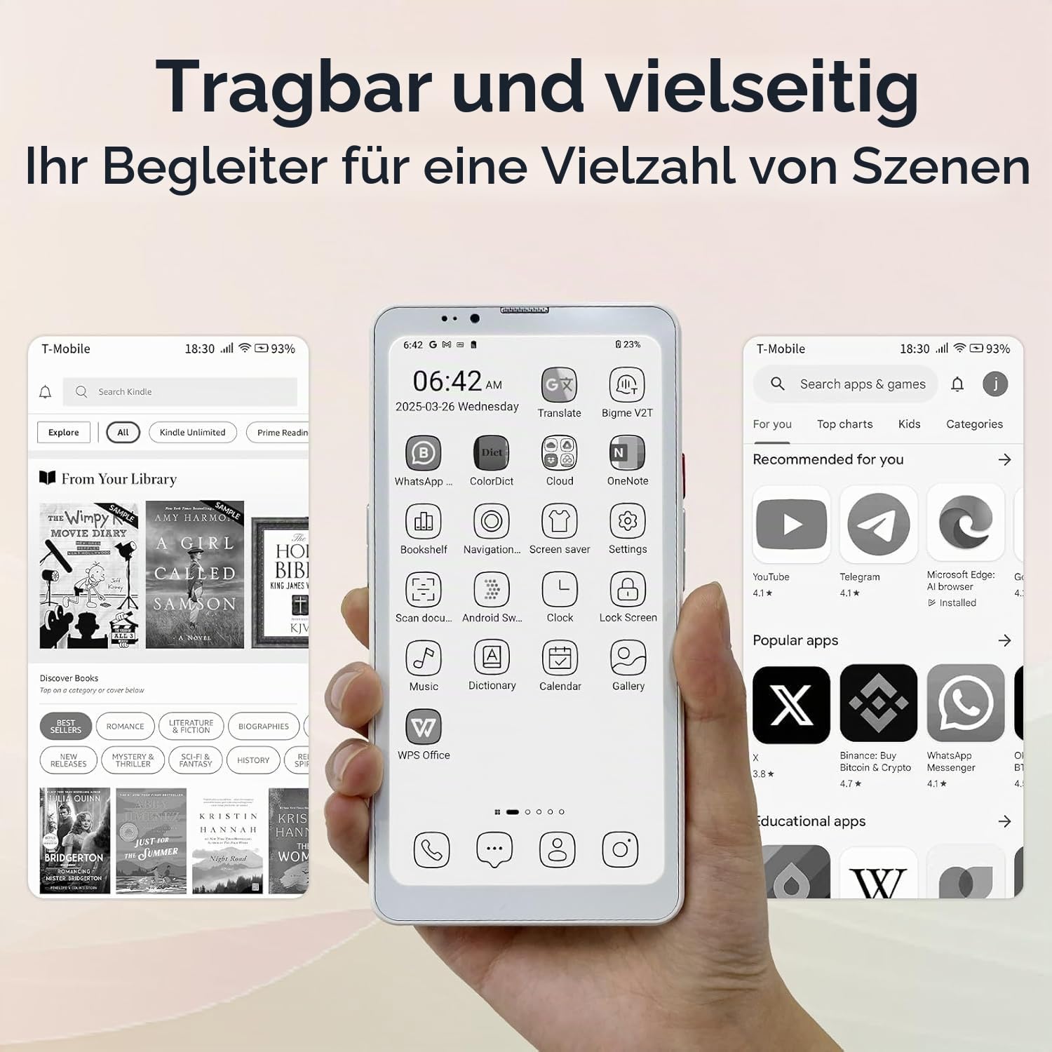 Bigme HiBreak Pro 6,13" ePaper E-Ink Telefon mit Fingerabdruck Unlock, NFC, 8GB+256GB, eBook Reader Android E Ink eReader Smartphone mit Android 14, 5G Dual SIM, 300PPI, Lange Akkulaufzeit, Weiß