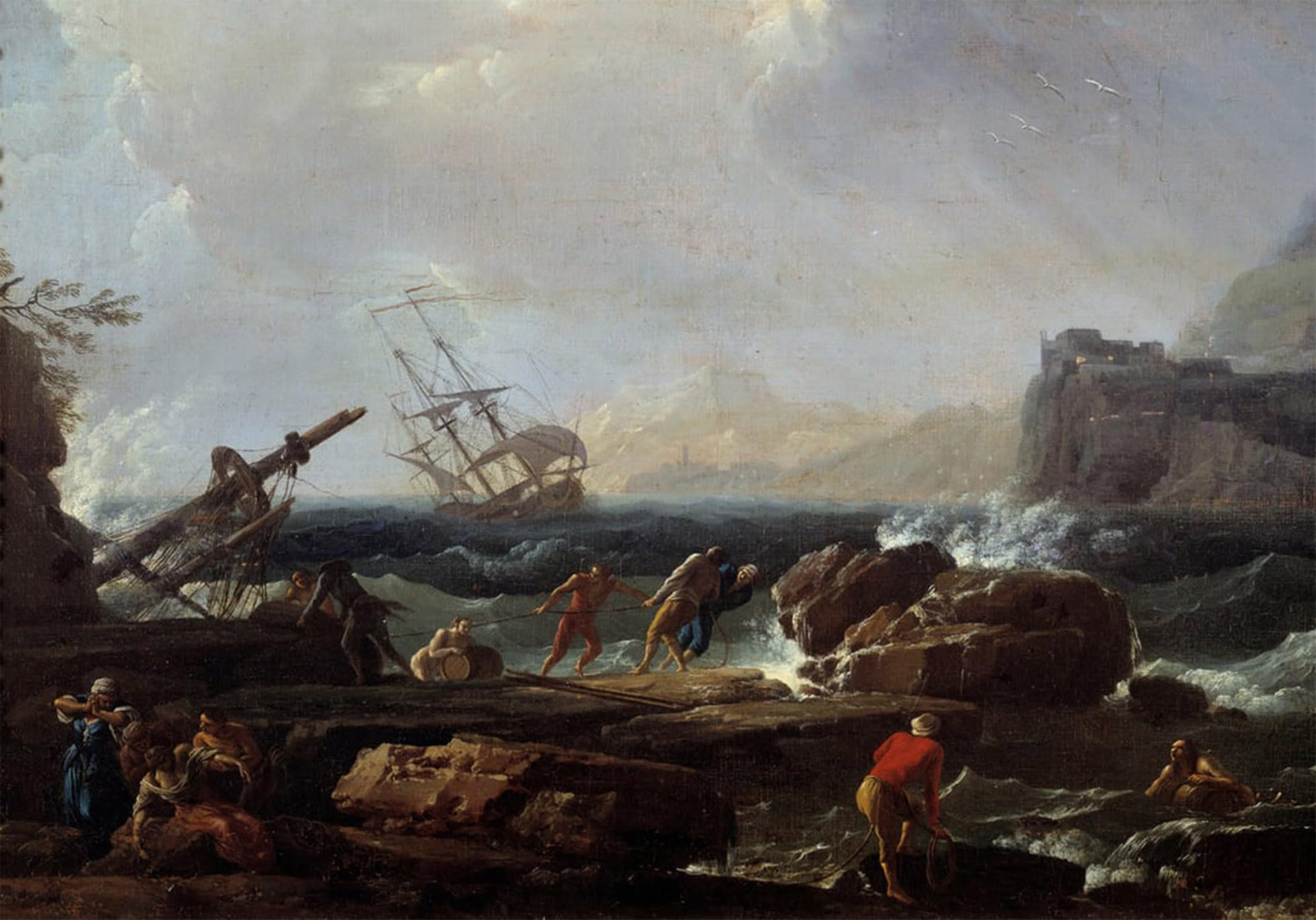 SERENDIPITP Vintage Picture Print on Canvas Wall Art Poster Scene of Shipwreck Paintingth Montpellier Musee Fabre by Claude Vernet Artwork Print Poster for Wall Decor 60x90cm