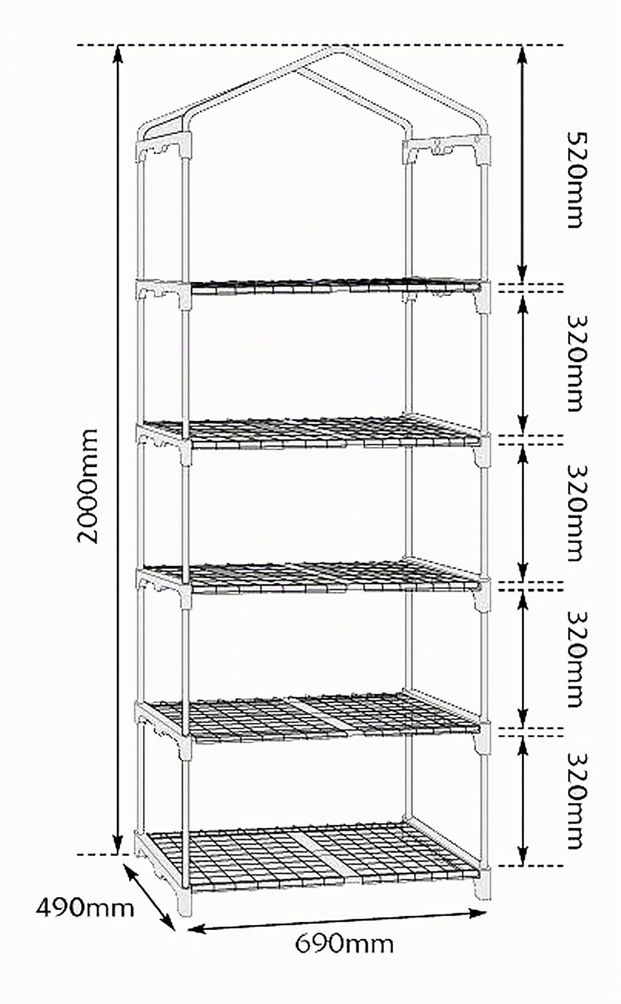 Linea Garden Friend Serra 5 Piani Copertura Removibile in PVC
