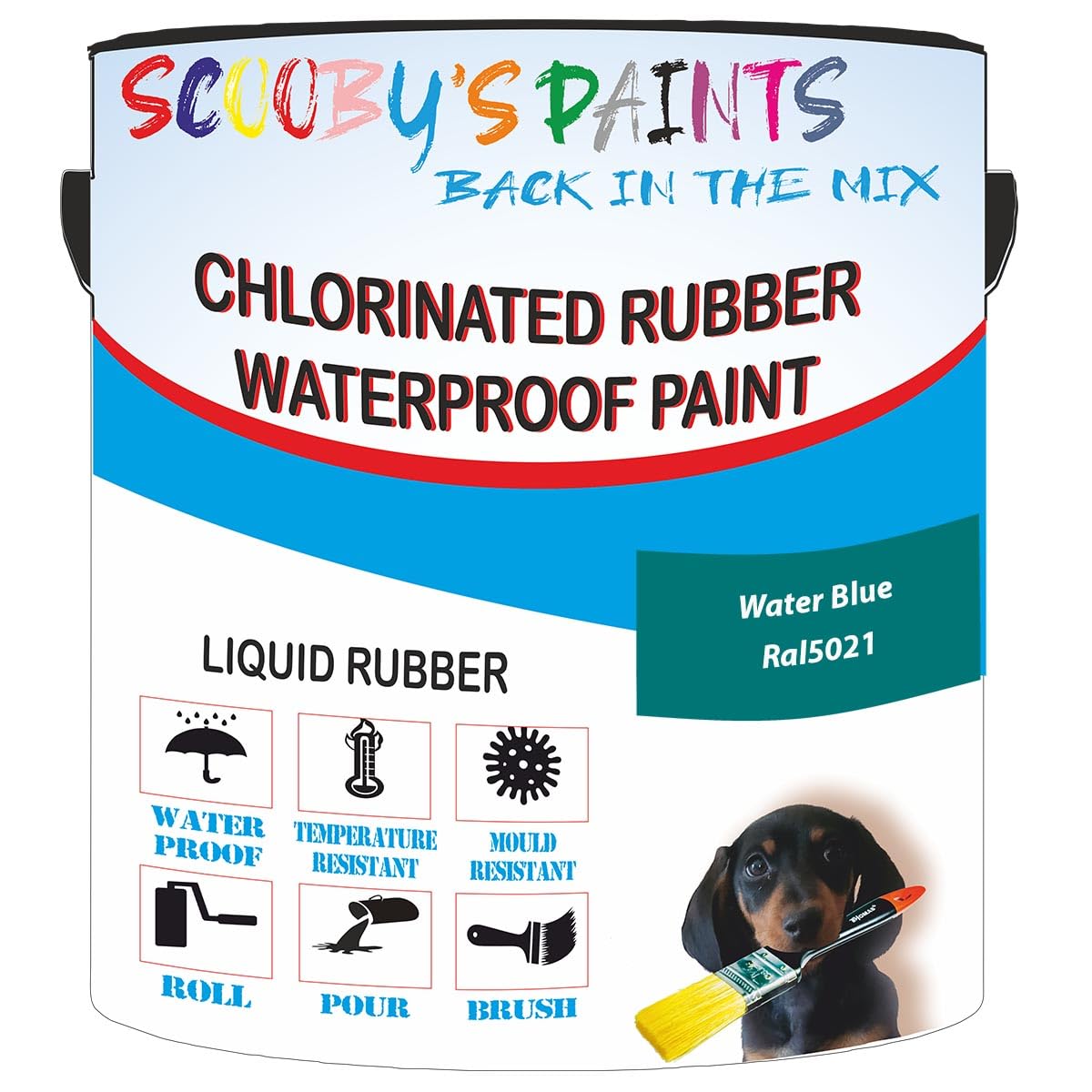 Scooby's Paints Chlorinated Rubber Waterproof Paint, Liquid Rubber (Water Blue Ral5021, 1 Liter) โ image 1