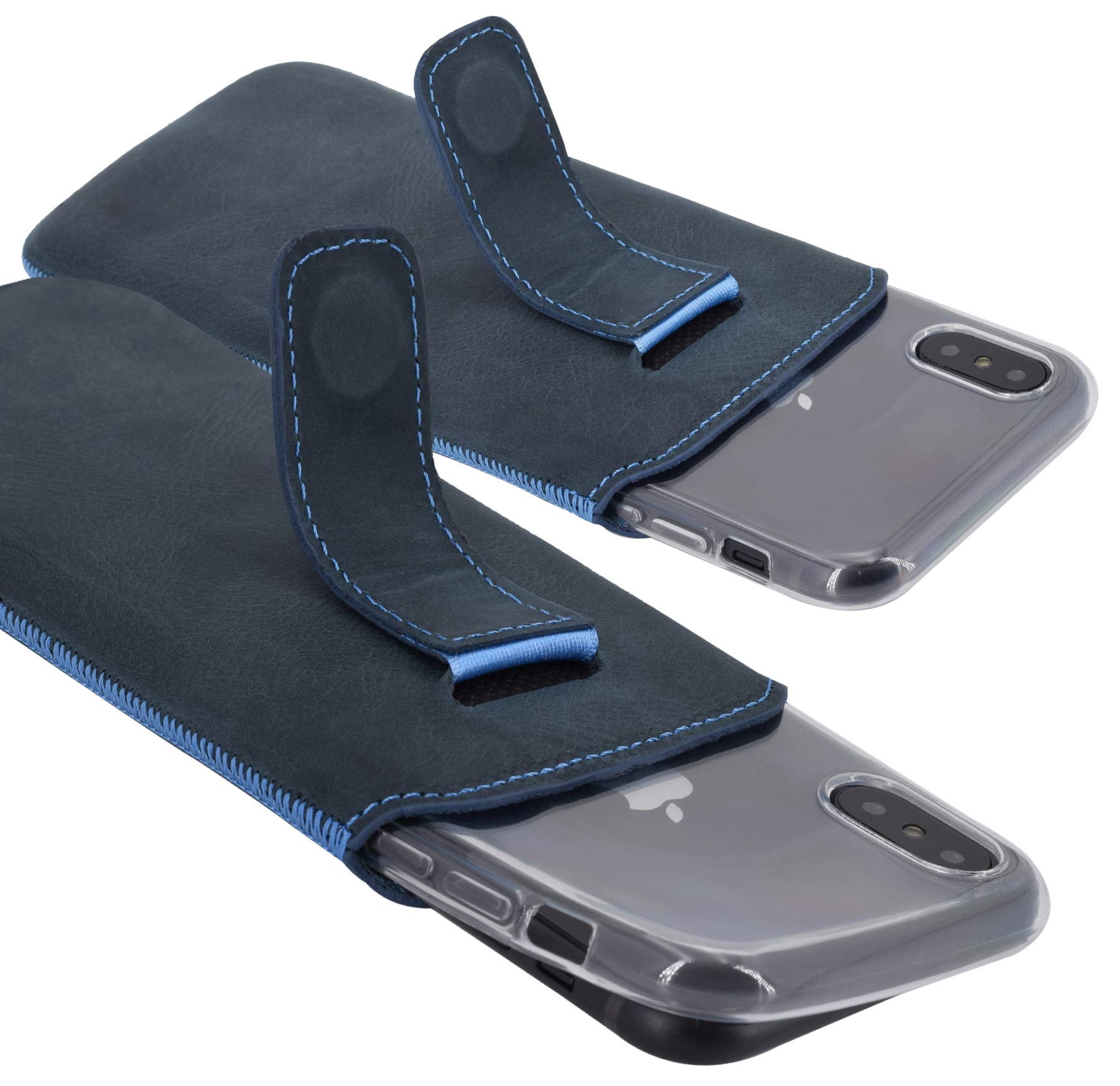 Suncase Leder Etui Für IPhone X/XS - Echtleder Tasche Mit Klettverschluss