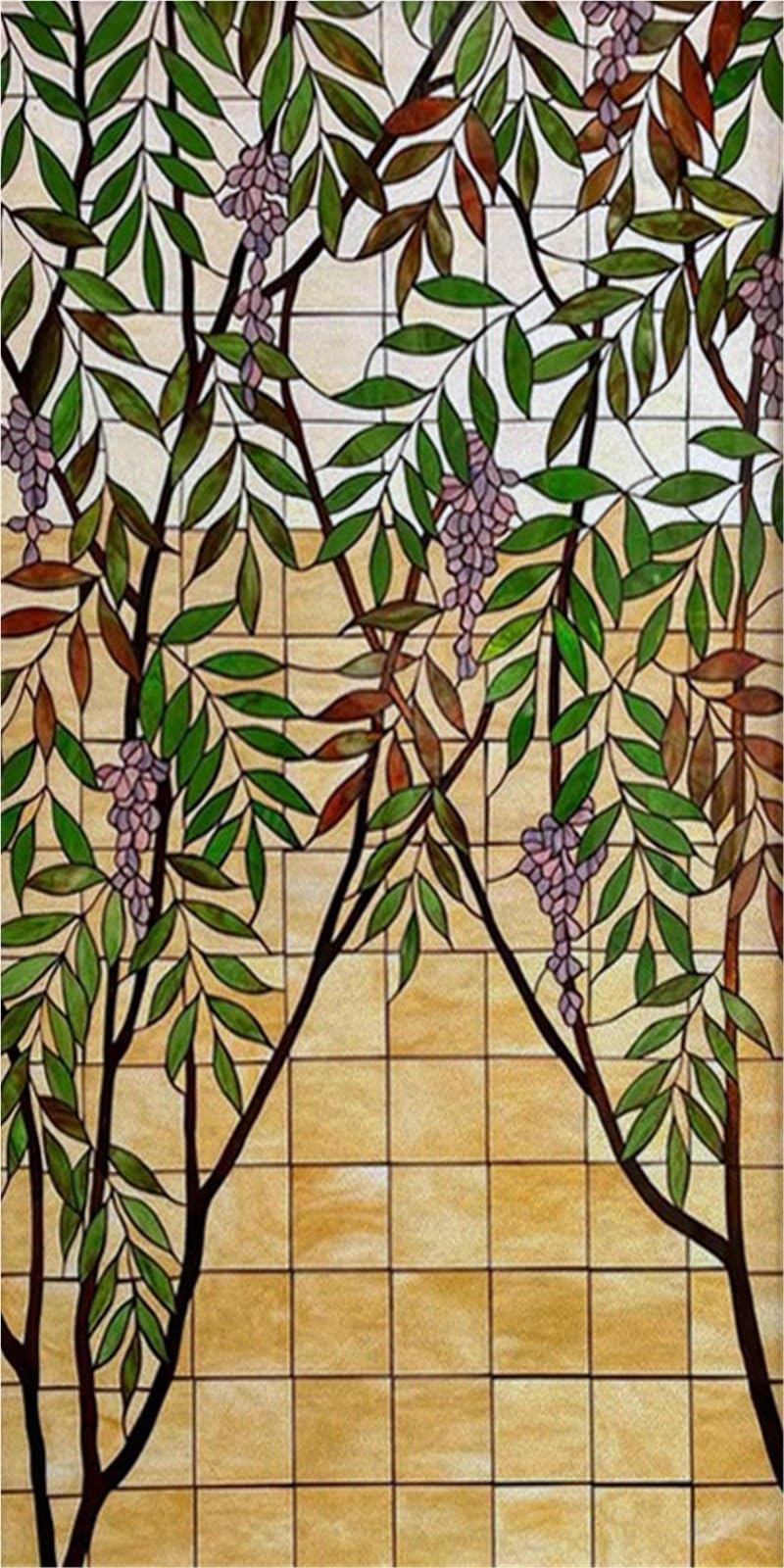 Stained Glass Window Film,Frosted Privacy, Static Cling,Vintage Colorful Stickers for Glass Windows(Color 28,50X100cm)