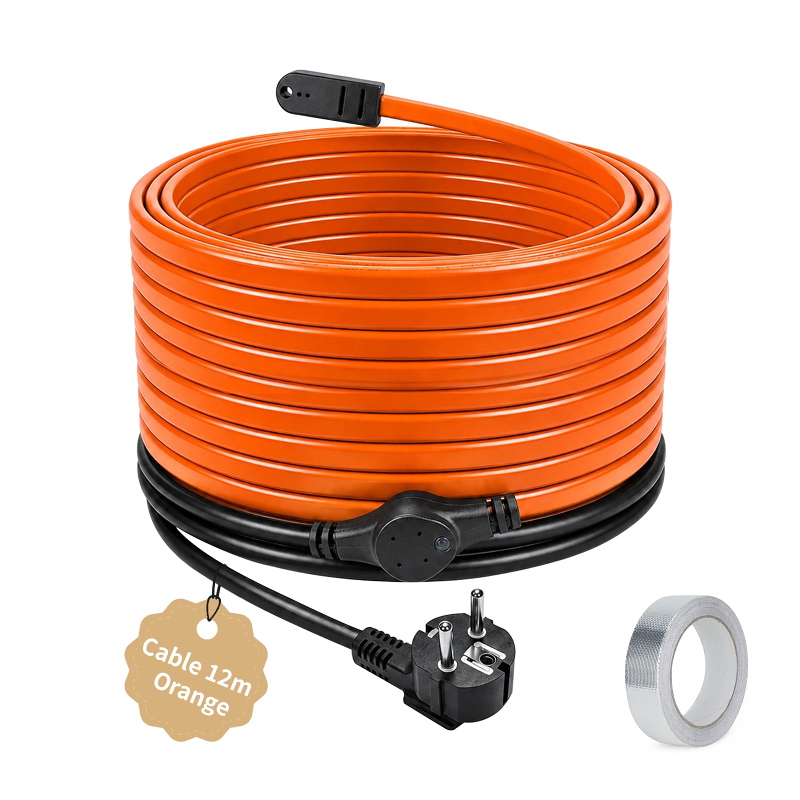 CPROSP 12m Cable calefactor Antihielo con Termostato 25W/m, para Tuberías