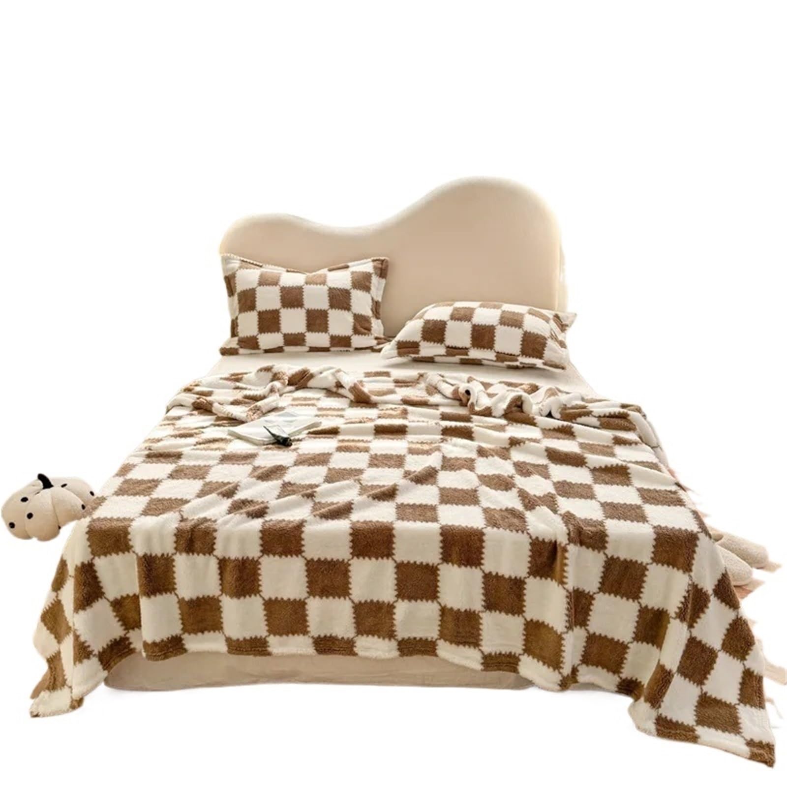 KiddiBubzi Super Soft Throw Blanket Silky Flannel Fleece 3D Checkered Lightweight Bed All Season Use(Color 4,180x200cm)