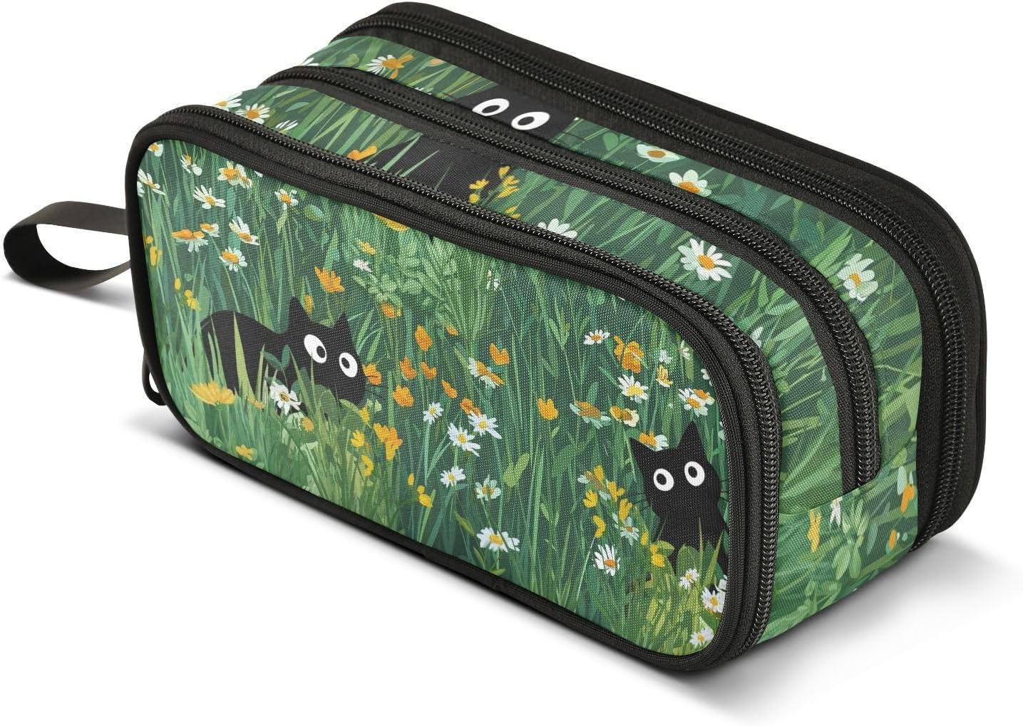 Large Capacity Pencil Case Pencil Pouch Office School Large Storage Pen Bag 3 Compartment pencil box for Adults School Teen Girl Boy Men Women (Cats)