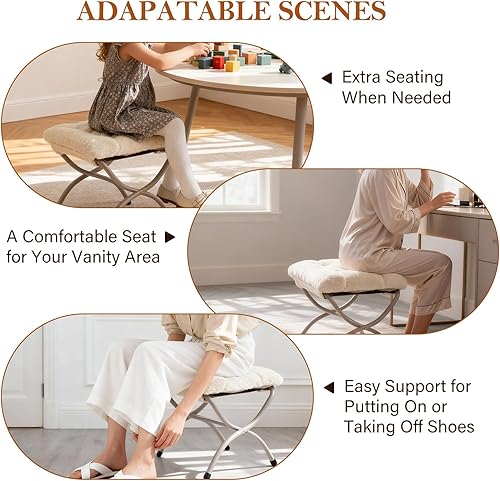 Miniatura 63 de Silla platillo, cómodas sillas de dormitorio, silla plegable de piel sintética de gran tamaño, silla plegable con marco de metal para sala de estar,