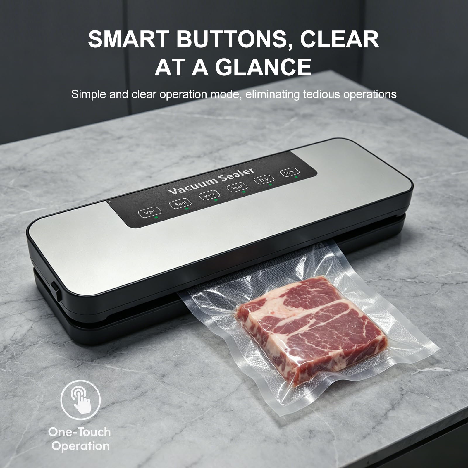 Vakuumiergerät, Vakuumierer für Lebensmittel, Multifunktionales Einschweißgerät Vacuum Sealer, Kompaktes Folienschweißgerät mit 20 Vakuumierbeutel
