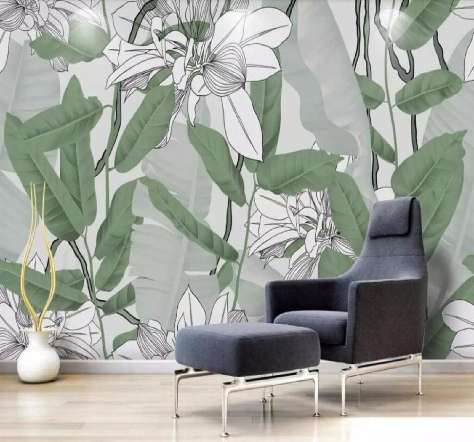XLMING Minimalist Fresh Green Banana Leaves Flowers 3D Wallpaper Luxury Home Dining Decor Paste Sofa Living Room The Wall for Bedroom Mural-200cm×140cm