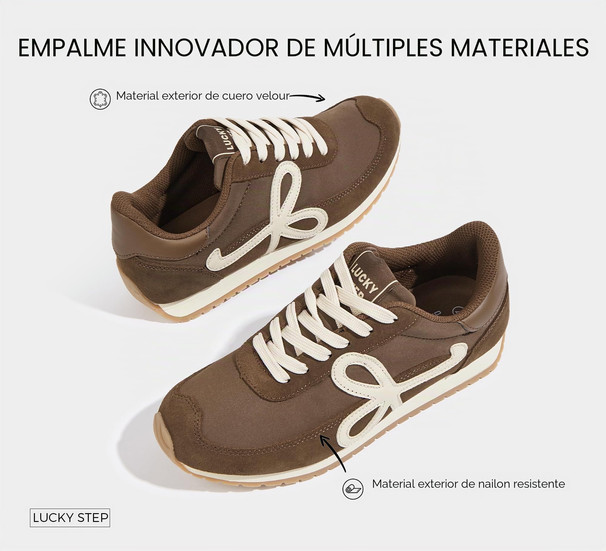 LUCKY STEP Zapatillas Mujer de Moda, Low Top Retro Clásico, Cómodas para Caminar y Running, Estilo Casual