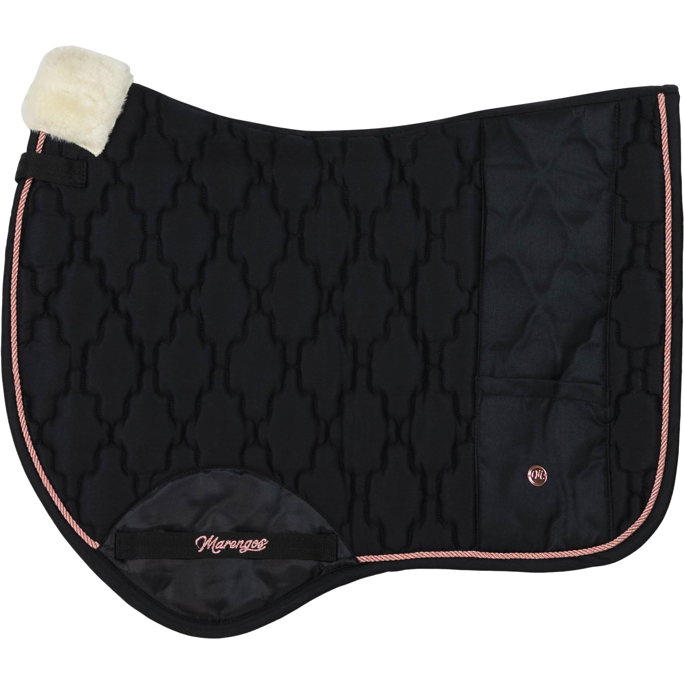 Marengos Schabracke Modern Rosé Warmblut mit Schaumstoff-Füllung Tasche Polsterung Widerrist Barockschabracke floraler Steppung Zierkordel Dressur Vielseitigkeit