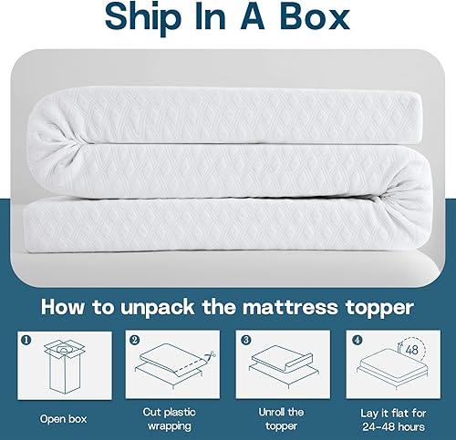 Miniatura 8 de Cubrecolchón de espuma viscoelástica de gel de 3 pulgadas tamaño Queen almohadilla de colchón refrescante para dolor de espalda con funda de bambú