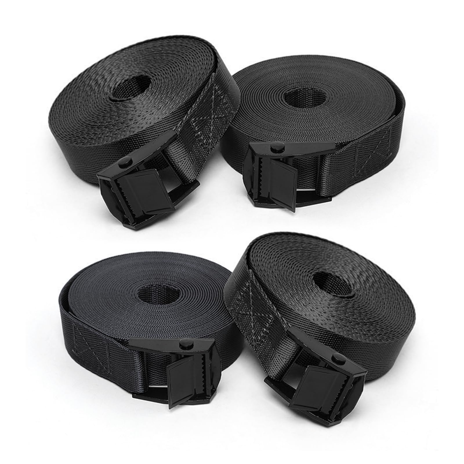 gunhuntgunhunt 4 PCS Cargo Bundle Strap, 16.4Ft x 0.98In, Band Buckle Adjustable, Trailer Tow Strap, Car Fixed Band, Nylon Webbing, for Car Roof, Ship, Truck (Black)