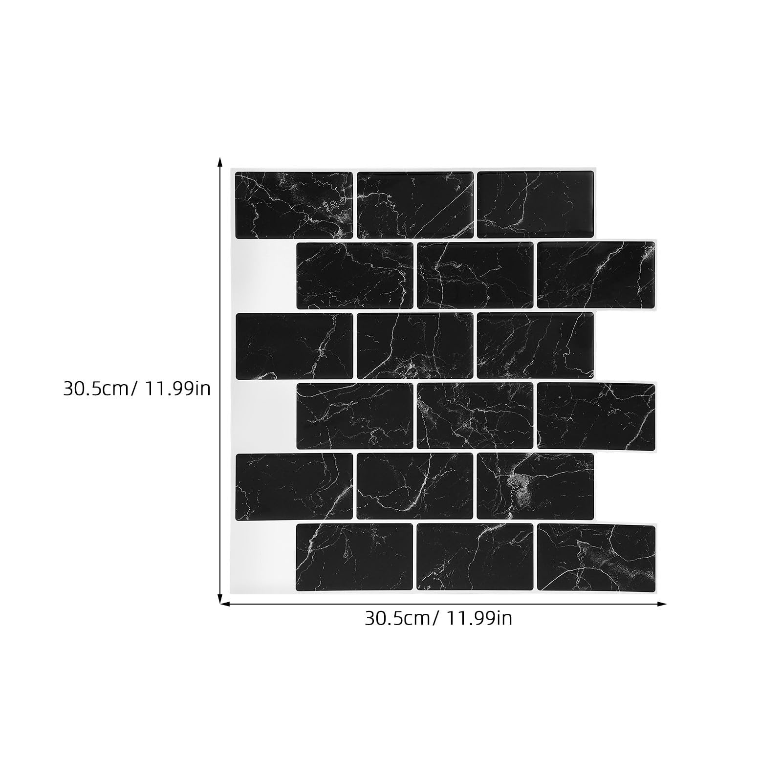 10 Pezzi Piastrelle Adesive per Cucina e Bagno 3d Effetto Mattone Nero, Impermeabili e Antimacchia in Poliuretano Adesivo Pet, Facili da Rimuovere senza Danni, per Pareti e Piani