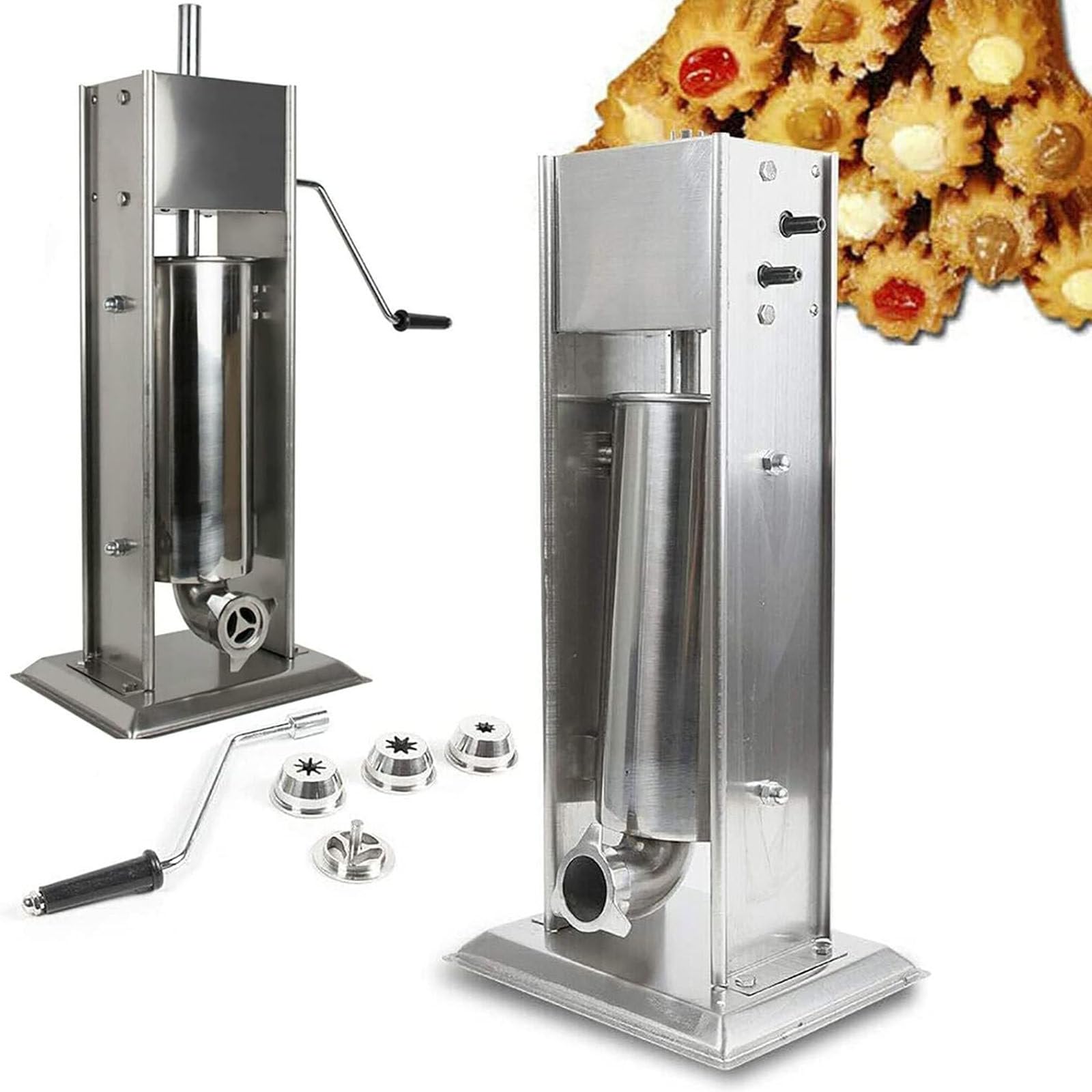 PixCy Máquina De Churros Manual Vertical Español Churros Makerheavy Manual Churros Maquina 4PCS Boquillas Verticales Churrera Español Máquina para Restaurantes Y Panaderías,7L