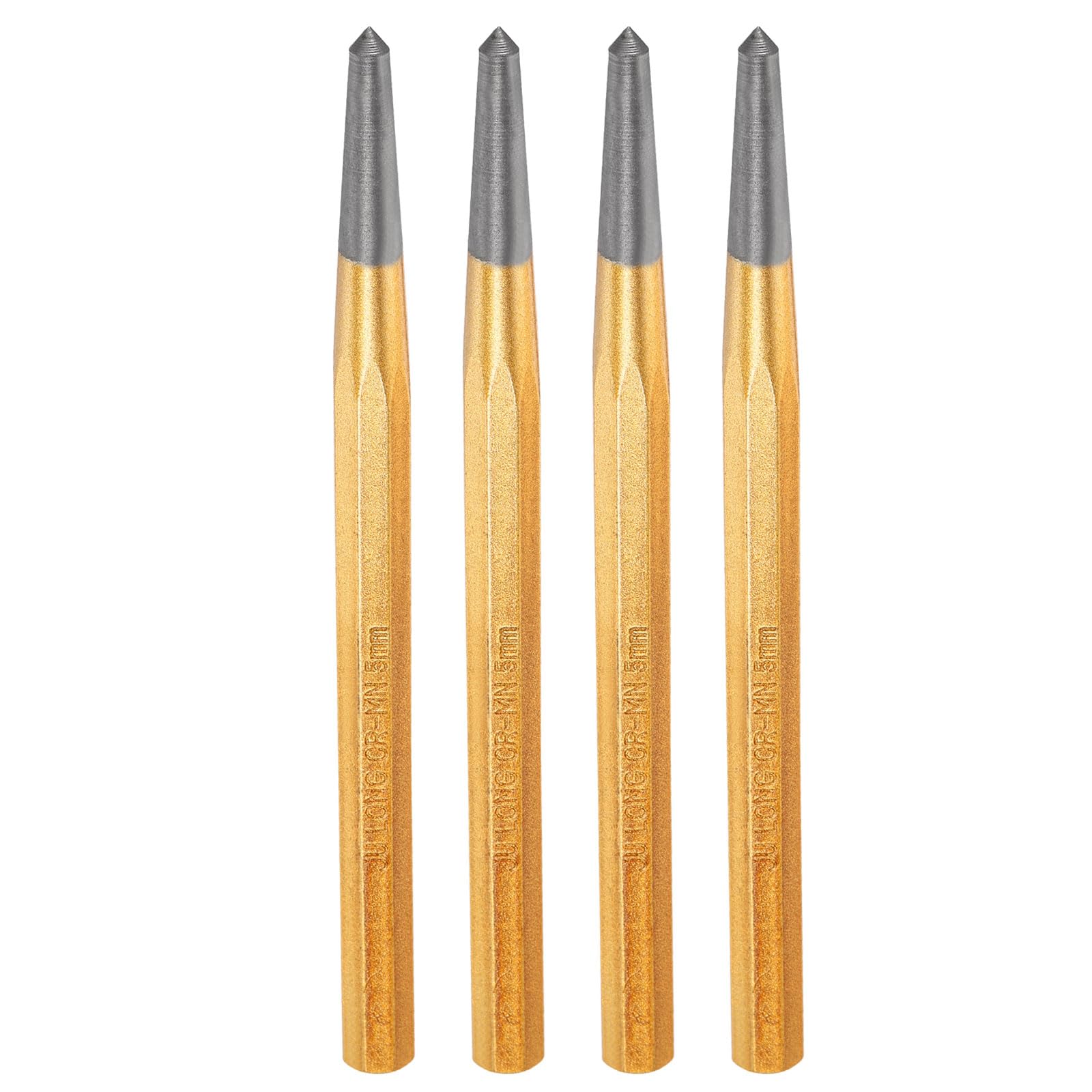 sourcing map 4pcs Center Punch 5mm(1/5") 150mm Length Metric Non-marring Alloy Steel Cylindrical Alignment Punch Drive Pin Tools for Automotive Watch Repair Jewelry Craft