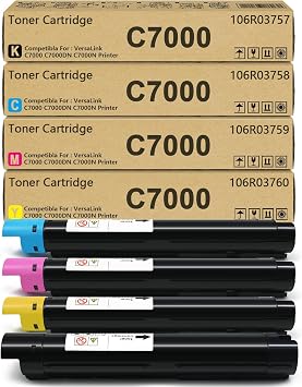VersaLink C7000 High Capacity Toner Cartridge Replacement for Xerox 106R03757 106R03758 106R03759 106R03760 Toner Cartridge Compatible for Xerox VersaLink C7000 C7000N C7000DN Printer4-Pack,BK/C/M/Y