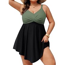 Hanna Nikole Women Plus Size One Piece Swim Dress Tummy Control Swimsuits Twist Front Bathing Suit Body Shaping Swimwear