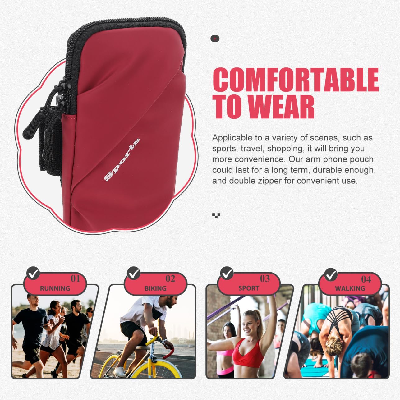 DOITOOL 4pezzi Armband Per Braccio e Fitness Per e Allenamenti All Compatibile Smartphone Dimensioni