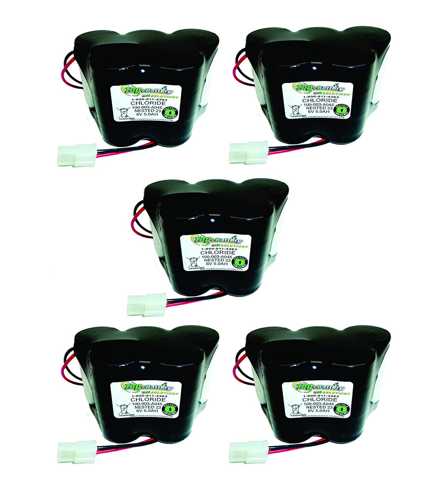 TOP BATTERY SOLUTIONS 5 PC Chloride/LITHONIA ELB0604N, 100-003-A045 2X3NESTED Pack/Plug