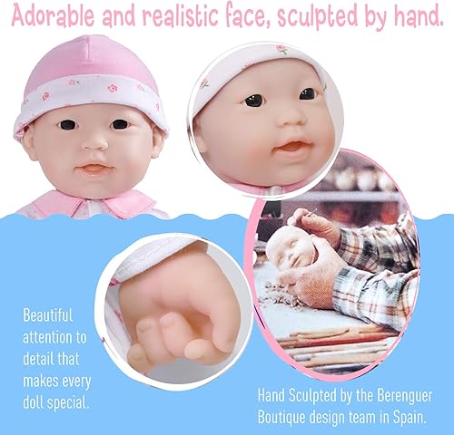 Miniatura 3 de JC Toys La Baby - Muñeca bebé asiática de 16 pulgadas con cuerpo suave mediano, lavable, atuendo rosa extraíble con sombrero y chupete, para niños