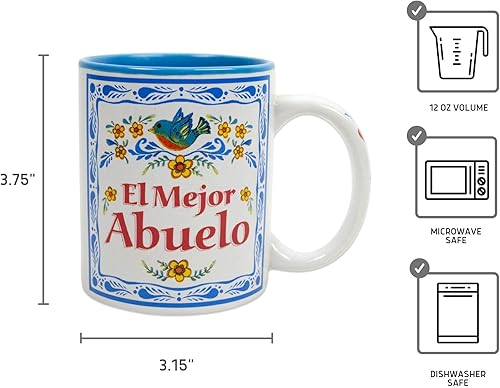 Miniatura 3 de Taza El Mejor Abuelo  Regalos únicos de Abuelo en español  Taza de cerámica duradera de 12 onzas con esmalte azul  Taza para el mejor abuelo para