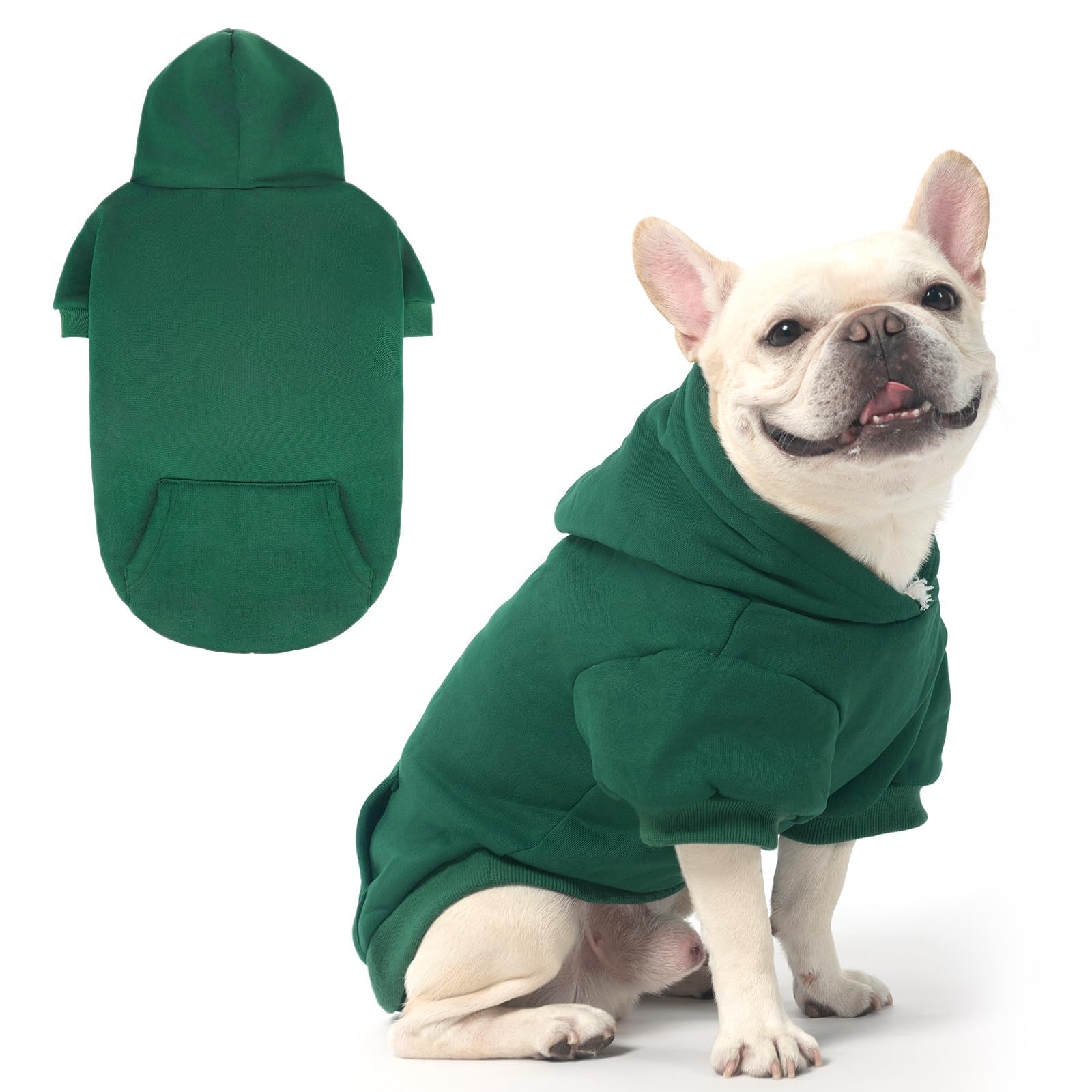KOOLTAIL Dog Hoodie for Large Medium Small Dogs,Soft&Warm Pet Sweater with Leash Hole and Pocket Boy Girl, Puppy Fall Winter Jacket Clothes,French