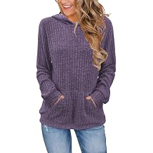 iChunhua Lightweight Hoodies for Women Uk Plain Cosy Long Sleeve Drawstring Hoodies Jumper With Pocket