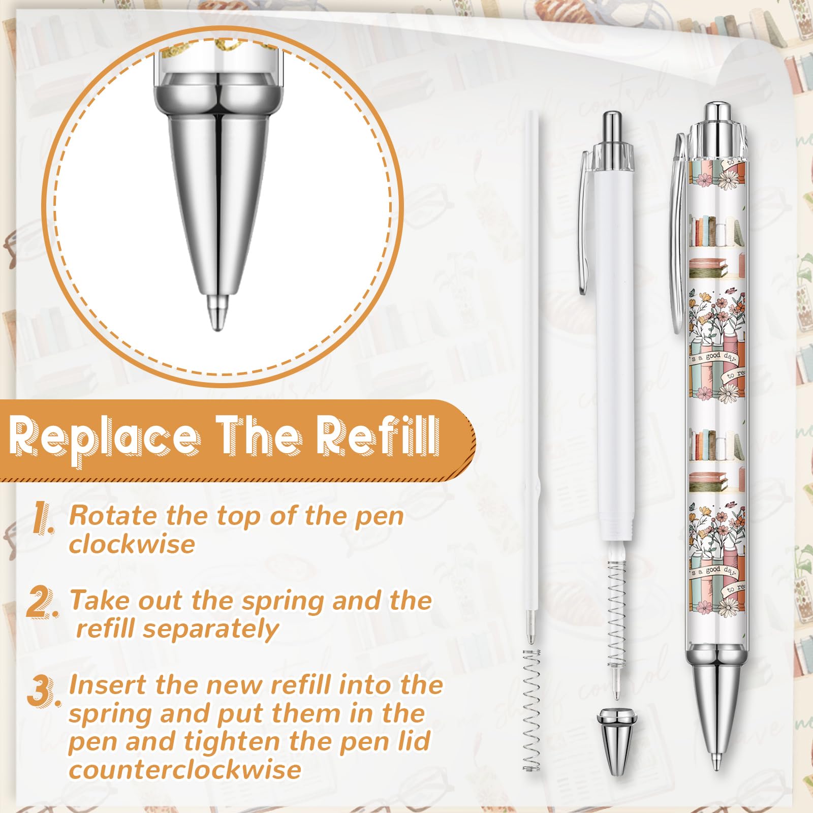 Book Lover Pen Set - 4 Rose Gold Ballpoint Pens With Literary Quotes For Readers & Bookworms