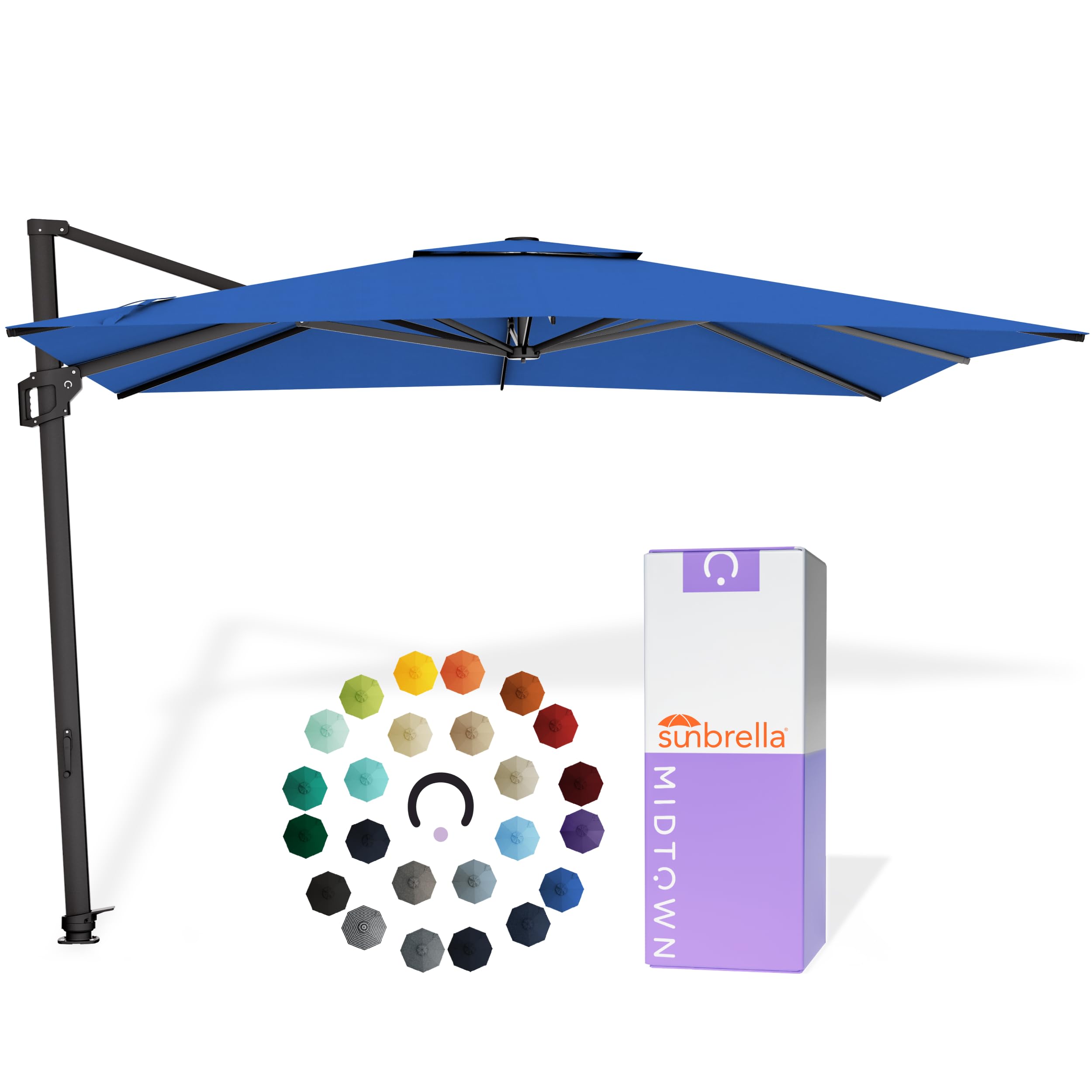 Midtown Umbrellas Grande Square - 9 x 9 Ft Cantilever Umbrella