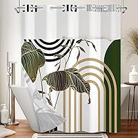 Vista 26 de Cortina de ducha bohemia sin ganchos y con forro adjunto, juego de cortinas de ducha impermeables de doble capa con parte superior transparente