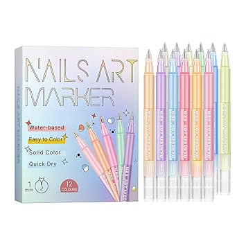 12 Colors Nail Art Pens Set, 2026 New Markers Polish Pen for 3D Nail Art Tools for Dotting Drawing Painting Point Liner DIY1SET