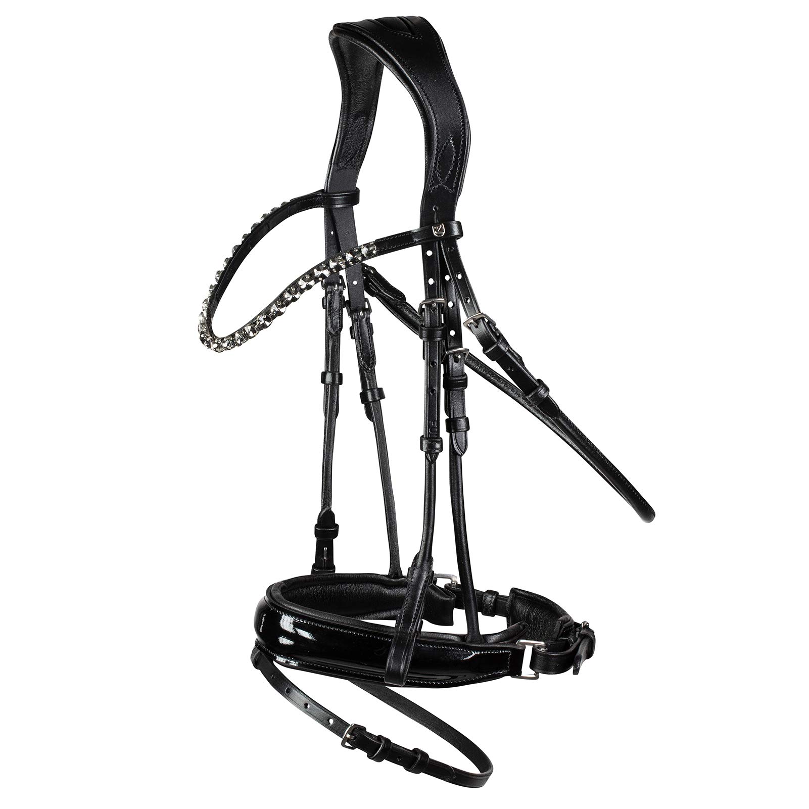 HORZE Clermont Ergonomic Padded Genuine Leather Snaffle Bridle for Horses | Flash Noseband Included - Black - Horse