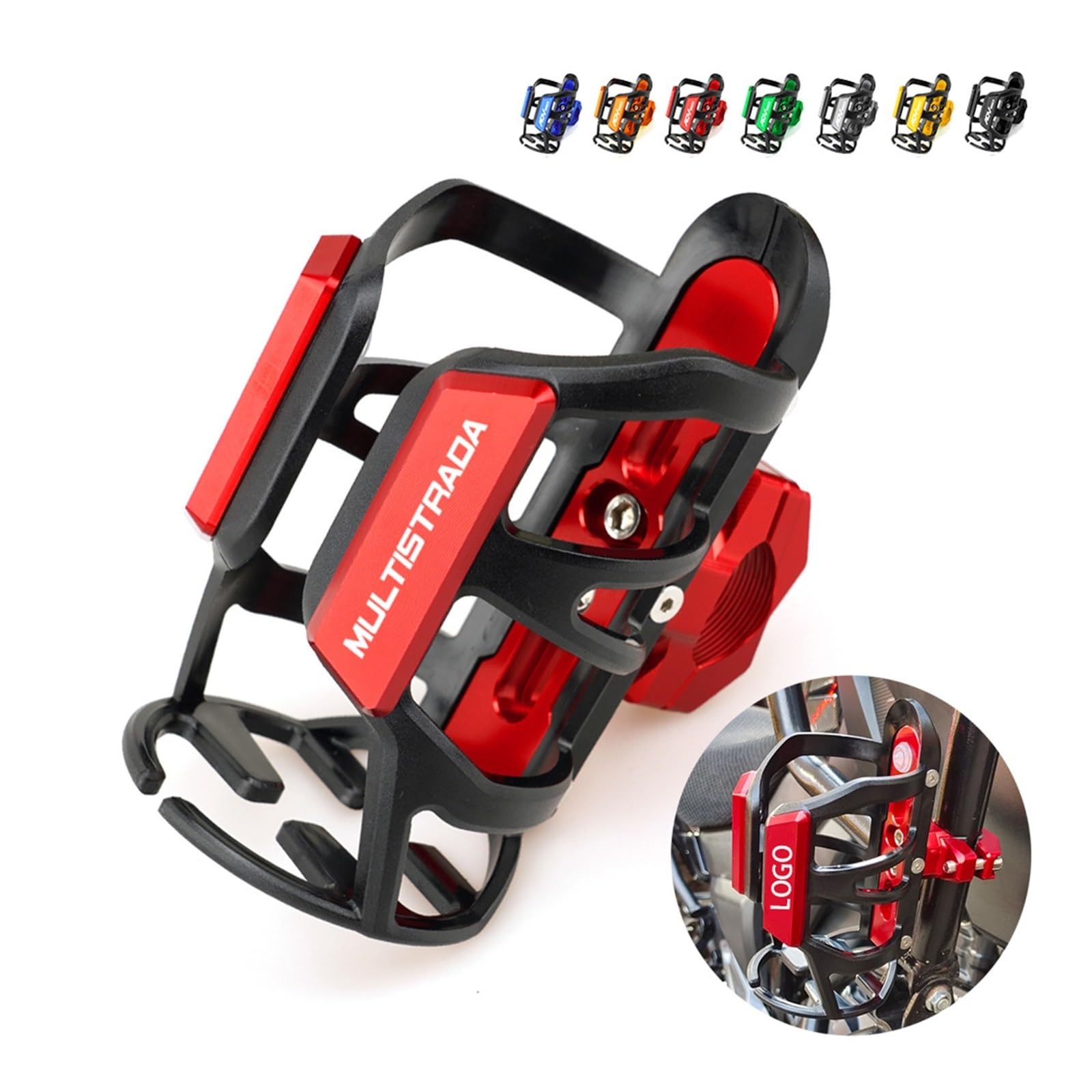 para Ducati Multistrada 950 950S 1100 1200 1260 1200S V4 V4s Portabotellas De Agua Sdand ​​Jaula De Bebidas Piezas De Motocicleta (Color : Black)