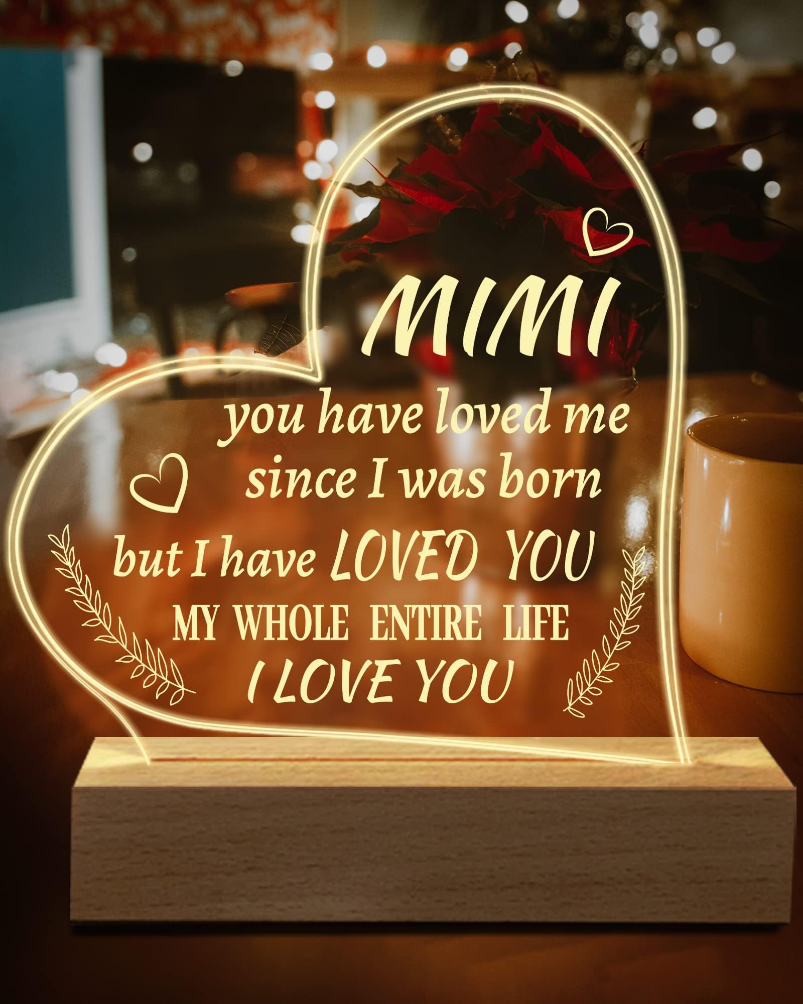 Hiipeenow Mimi Gifts from Grandchildren, Engraved Night Light 15 * 19CM, Birthday Valentines Day Mothers Day Christmas Gifts for Mimi, Grandma, Grammy, Grandmother