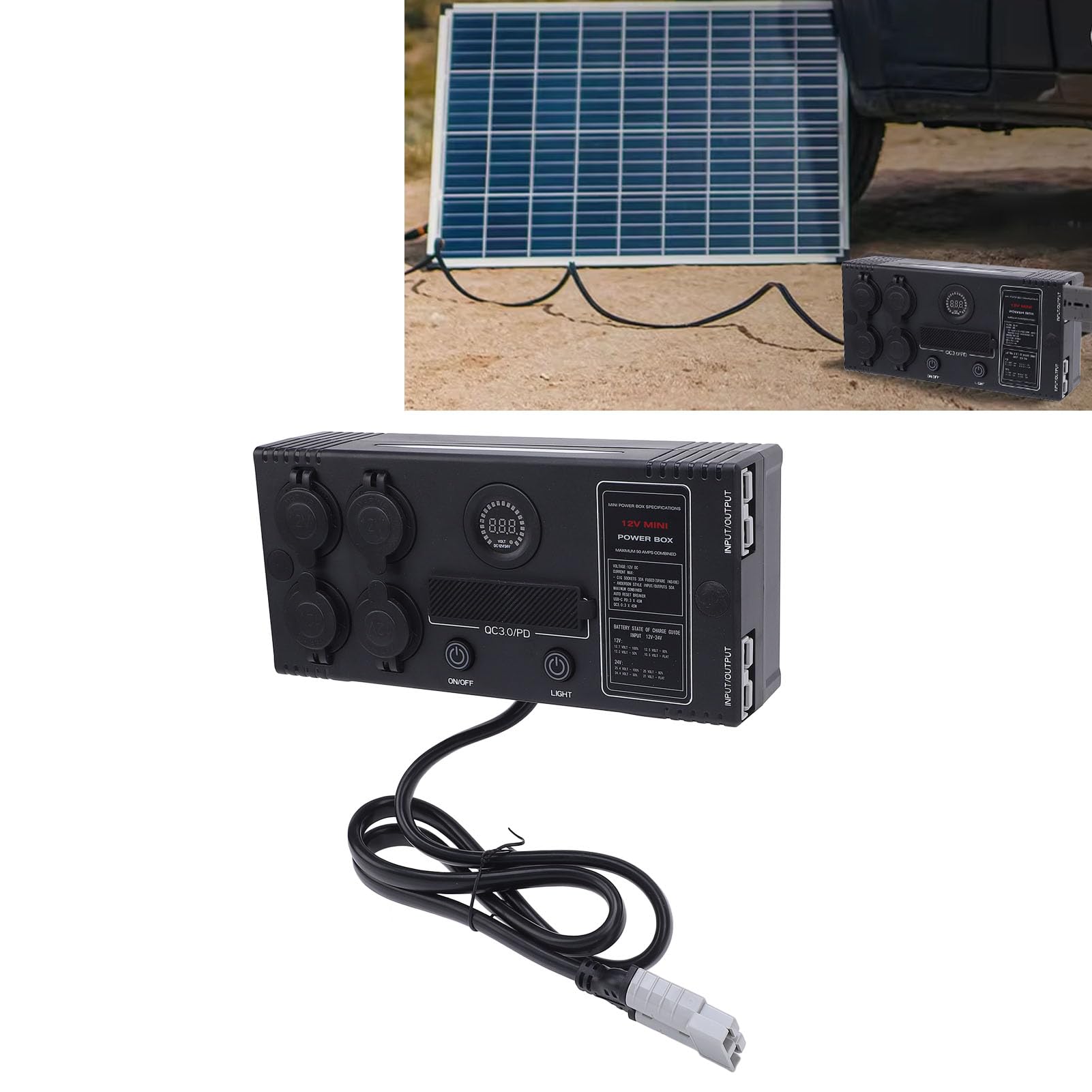 Keenso Mini Zasilacz 12 V, Przenośny Koncentrator Sterujący z 6 Portami USB, 4 Gniazdami Zapalniczki do Przygód na Kempingu