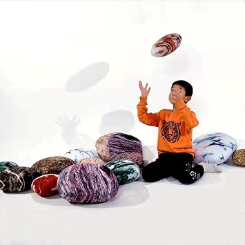 10 Pieces Set Soft Rock Pillow Covers for Kids Stone Throw Pillow Covers for Gaming Room Decoration Pillows Case Floor Cushions Set Rock with Zipper