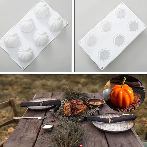 Miniatura 1 de 2 moldes de silicona de calabaza 3D otoño Acción de Gracias moldes para hornear dulces chocolate pudín jalea jabón