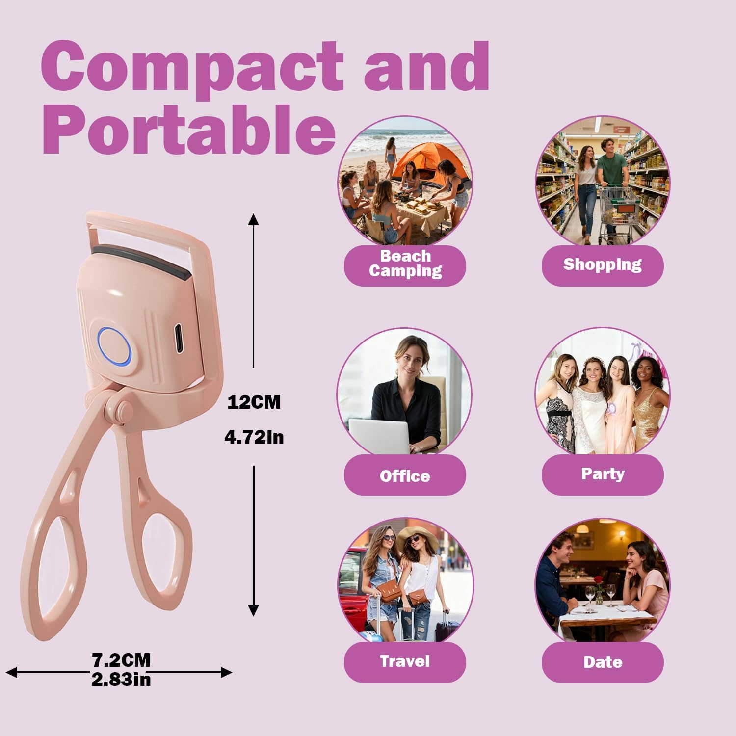 Heated Eyelash Curler, Rechargeable Electric Eyelash Curler, 3-Level Temperature Control, 24 Hour Long Lasting Curl, Suitable for All Beauty Enthusiasts - Image 6