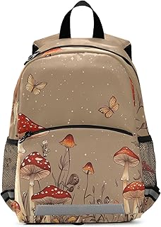 JUNZAN Red Mushrooms Puffball Brown Kids' Backpacks Bottle Pockets Bookbag Travling