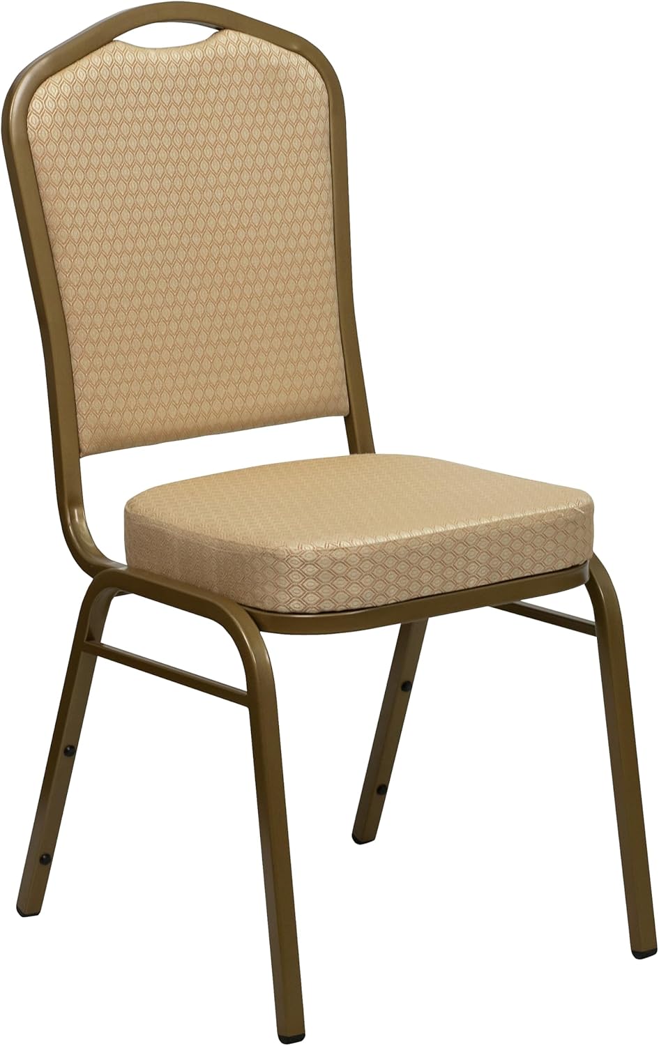 Flash Furniture 01AGH20124E Crown Back Stacking Banquet Chair, Beige Fabric, 2.5 Seat, Gold Frame